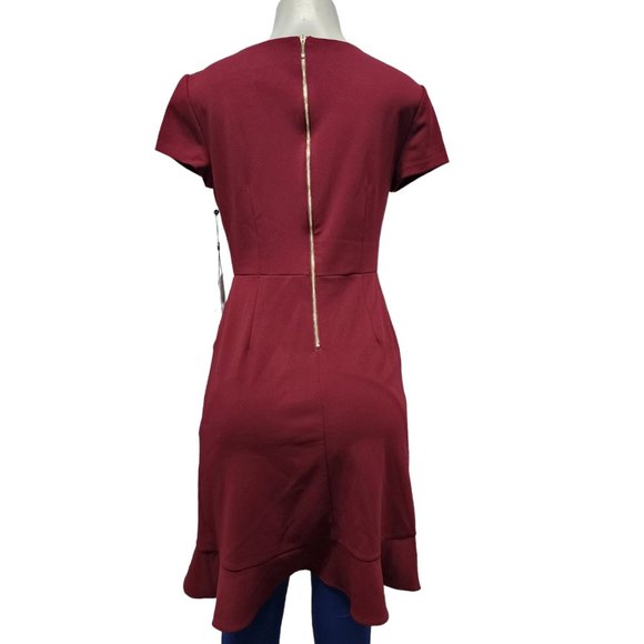 Adrianna Papell Knit Crepe Ruffled Wrap Dress 4 - Picture 3 of 16